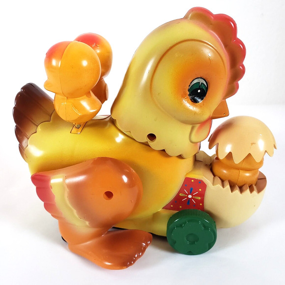Vintage Russ Chick and Rooster Toy Musical Bobbing "Its a Small World" Battery